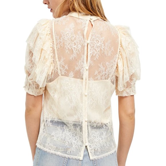 NEW Free People Secret Admirer Lace Blouse Top $98 - Picture 4 of 10